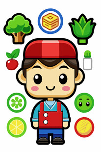 卡通送货员与多样果蔬