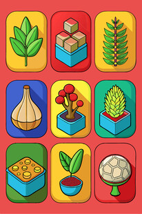 多彩植物图标集合