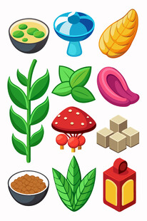 多样草药与美食元素