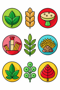 多彩植物与自然元素图标