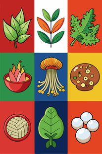 多样植物与菌类图标集