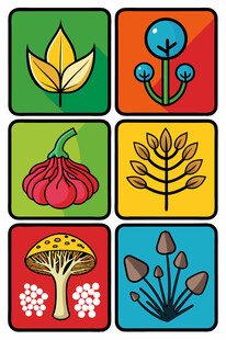 多彩植物图标集合