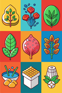 多彩秋季元素插画