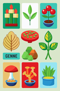 多彩植物与园艺元素图标