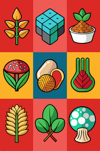 多彩几何图案中的自然元素