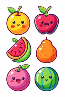 可爱表情水果大集合