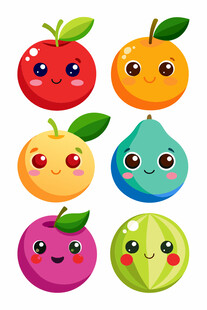 可爱表情水果集合