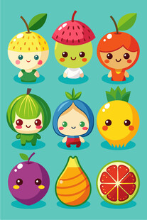 可爱卡通水果角色集合