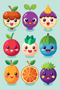 可爱表情水果大集合
