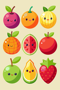 可爱表情水果大集合