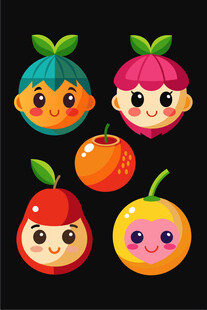 可爱水果卡通角色集合