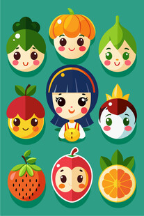 可爱水果卡通女孩形象