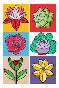 多彩手绘花卉图案集合