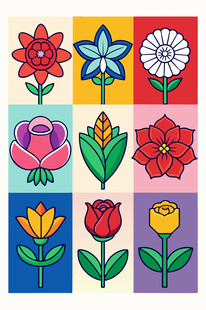 多彩花卉图案集合