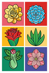 多彩花卉图案插画