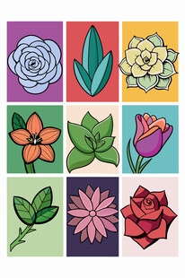 多彩花卉图案集合