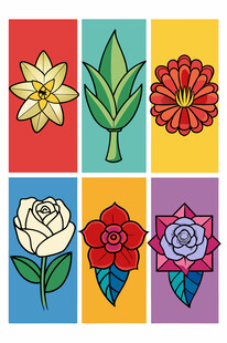 多彩花卉插画图案