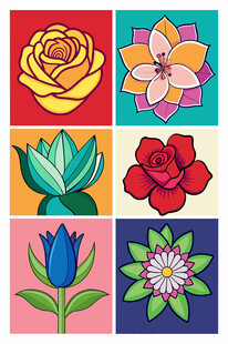 多彩花卉图案集合