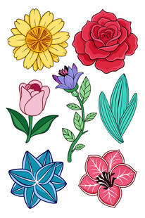 多彩刺绣花卉图案集合