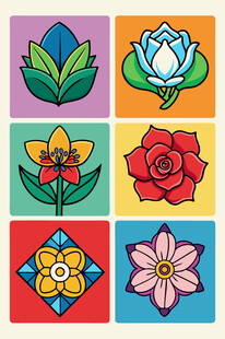 多彩花卉图案集合