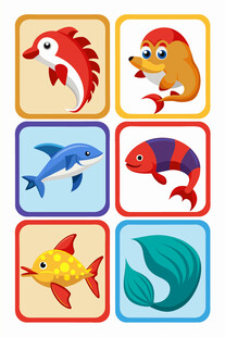 可爱海洋动物图标集合