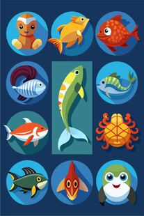 海洋动物图标集合
