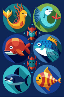 海洋卡通鱼类大集合