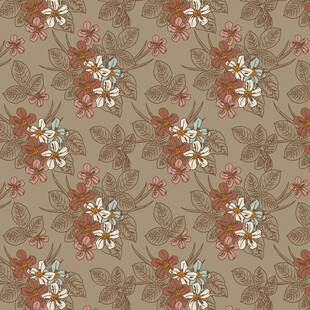 复古花卉图案布料纹理