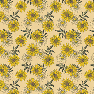 黄色花卉图案背景纹理