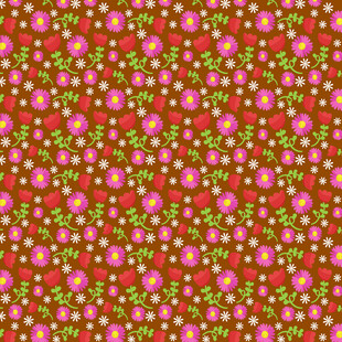 红色底粉色花朵图案背景