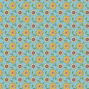 蓝底花卉图案纹理背景