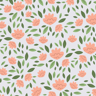 粉色花卉绿叶图案背景