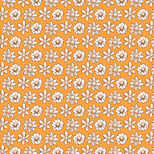橙色底白色小花图案背景