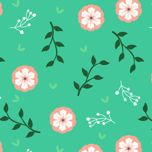 清新花卉绿植无缝图案