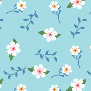 浅蓝色花卉无缝图案背景