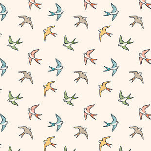 多彩飞鸟无缝图案背景