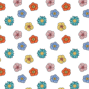 多彩花卉无缝图案背景