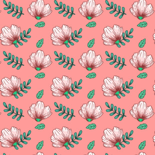 粉色背景玉兰花图案