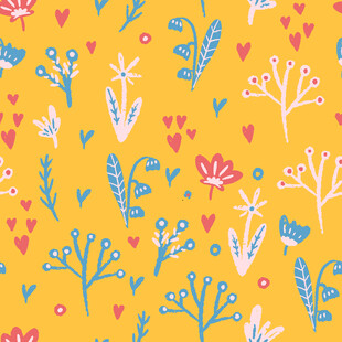 手绘花卉图案背景纹理