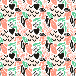 几何植物图案无缝背景图