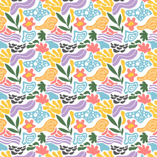 多彩花卉植物无缝图案