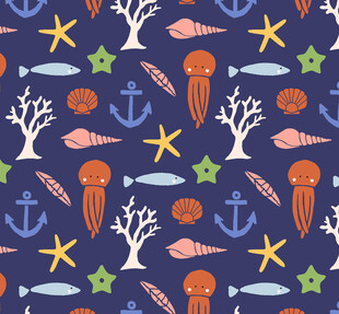 海洋元素无缝图案设计