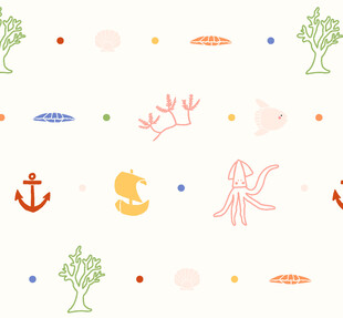 海洋元素卡通图案背景