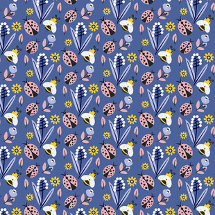 蓝色花卉图案无缝背景