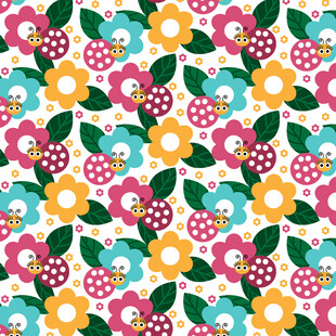 多彩花卉无缝图案背景