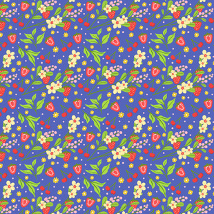 蓝色花卉图案布料纹理