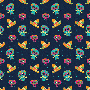 卡通风骷髅香蕉图案背景