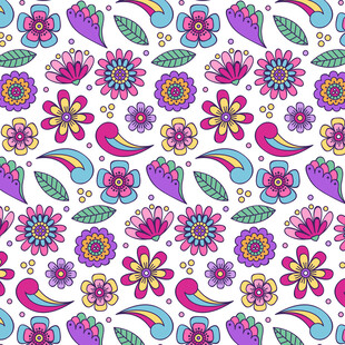 多彩花卉佩斯利图案背景