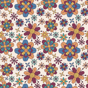 多彩花卉几何图案纹理