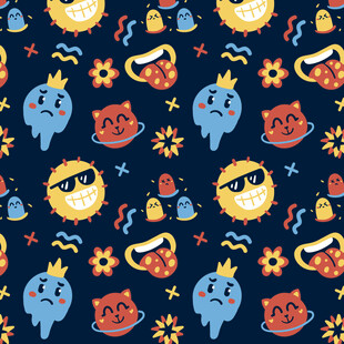 可爱卡通怪物图案背景